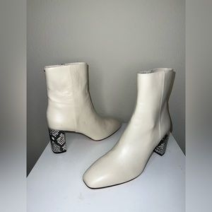 425 Aeyde Lulu 75 Off White Snake Skin Leather Ankle Boots In Napa Sz 42